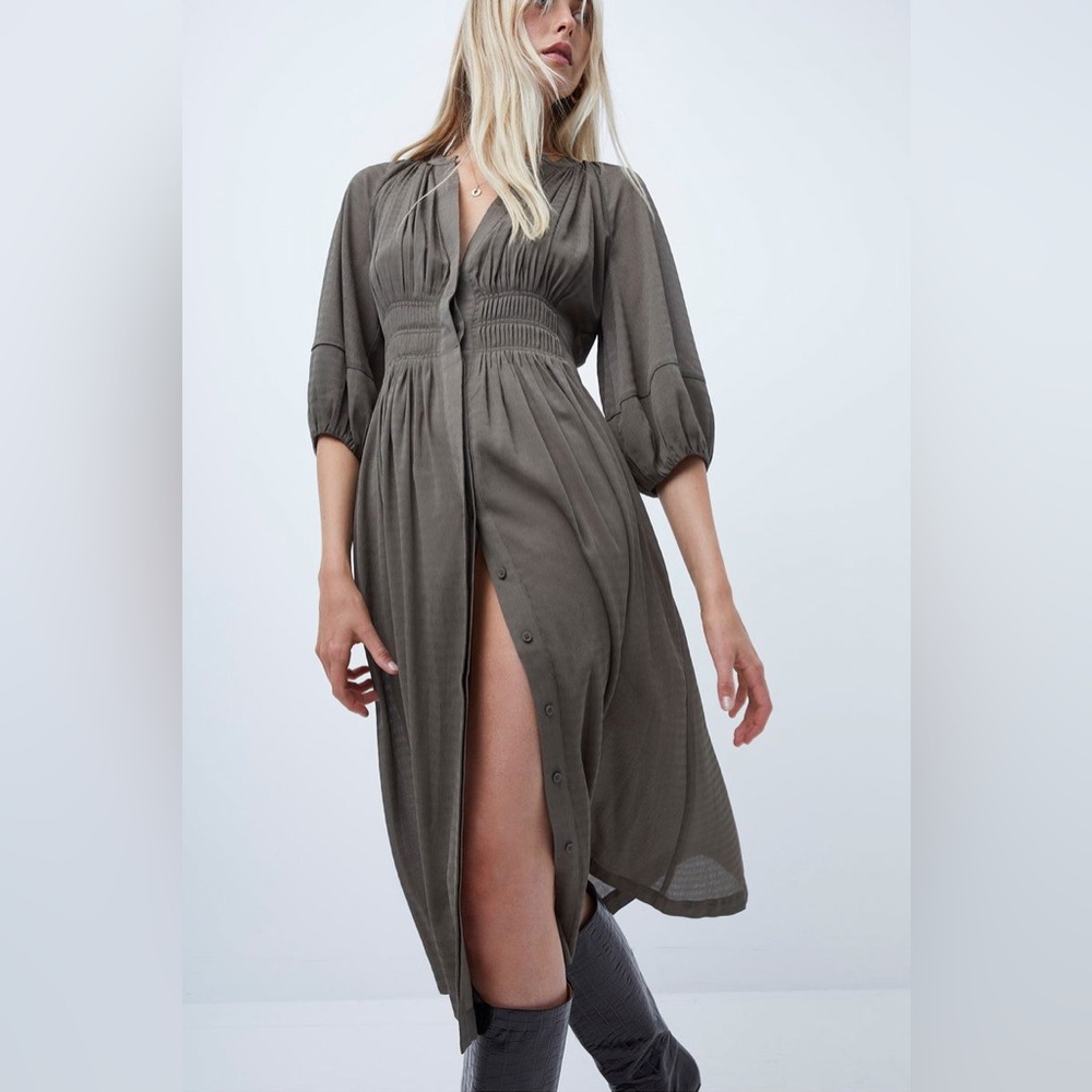 French Connection Cora Pleated Midi Dress Sz 6 (DJ4) - Picture 2 of 11